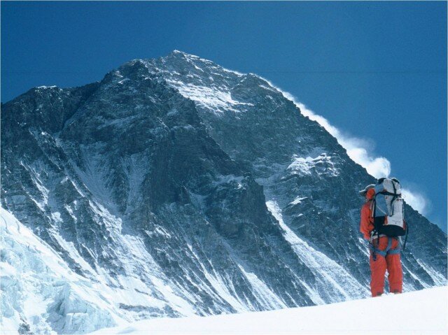 looking up at the sw face of everest